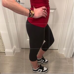 Lululemon Run Inspire Crop Leggings Size 4 Black Mesh Panel Luxtreme Yoga